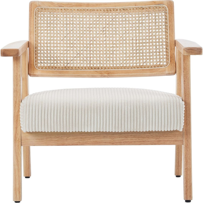 Fauteuil en velours côtelé et cannage - TIM