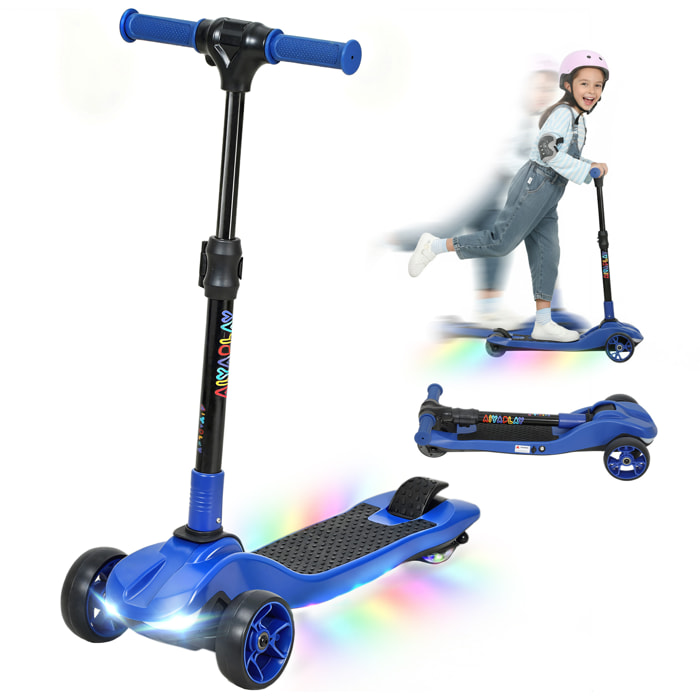 Trottinette électrique enfant pliable 3 roues 8Km/h max LED bleu