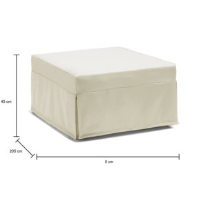 Letto pieghevole Ancilla, Pouf trasformabile in letto singolo, 100% Made in Italy, Pouf in tessuto da soggiorno, Cm 80x80h45, Panna