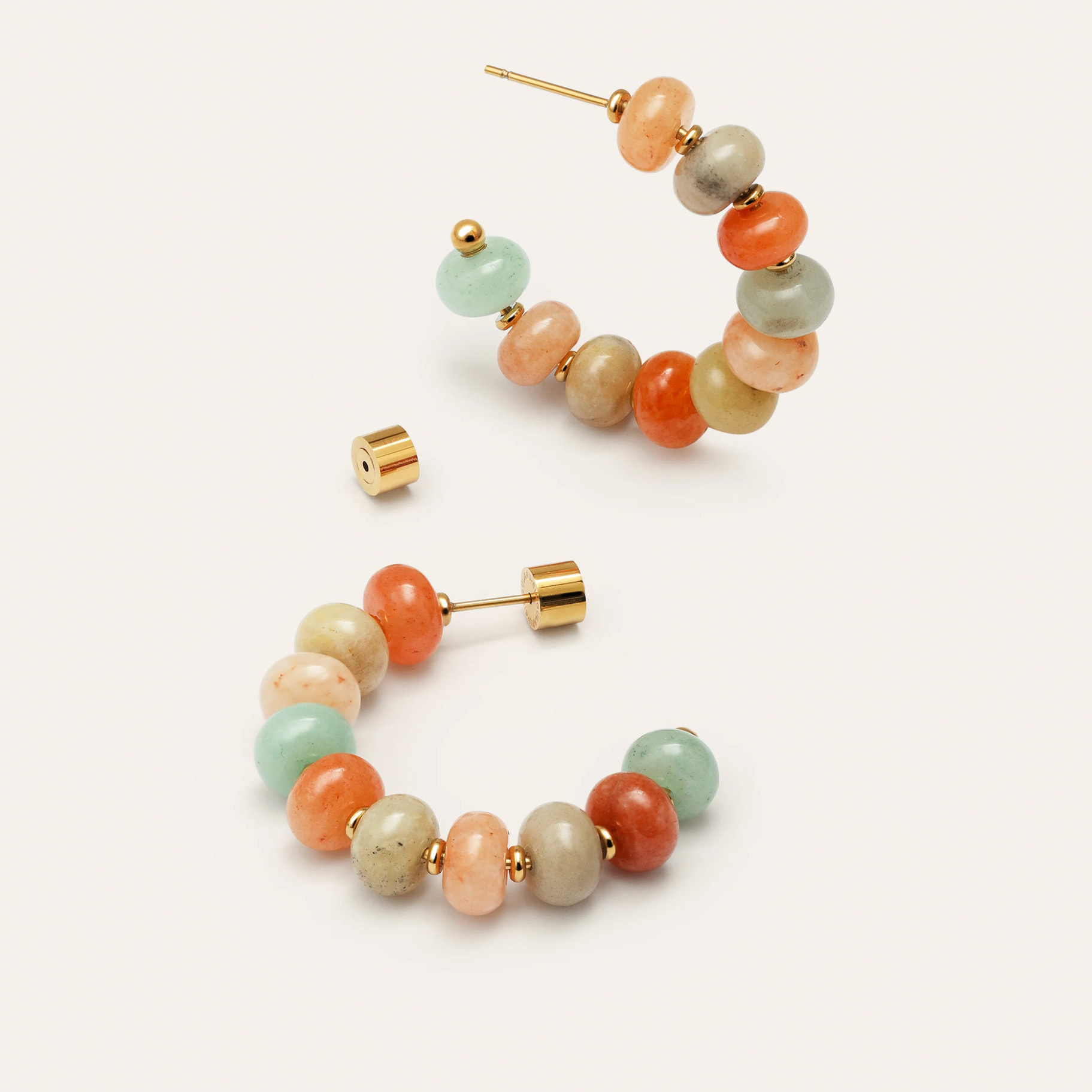 Pendientes Aro Ámbar Stones Acero Baño Oro