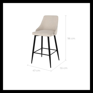 Lot de 2 chaises pour îlot central 66,5 cm en tissu beige - Pipo