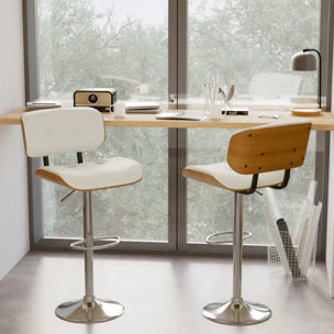 Chaise de bar réglable en PU blanc 65/86 cm - Melchior