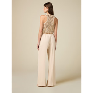 Oltre - Pantaloni wide leg fluidi - Beige