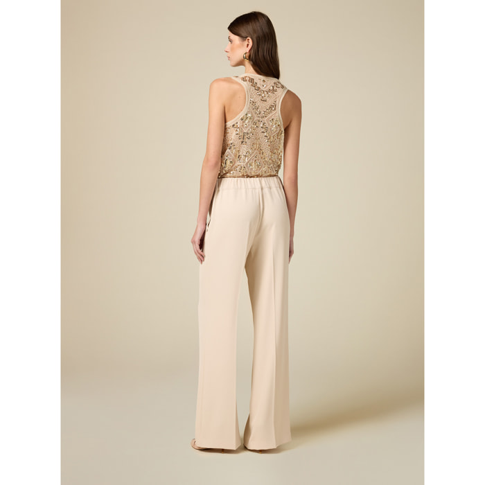 Oltre - Pantaloni wide leg fluidi - Beige