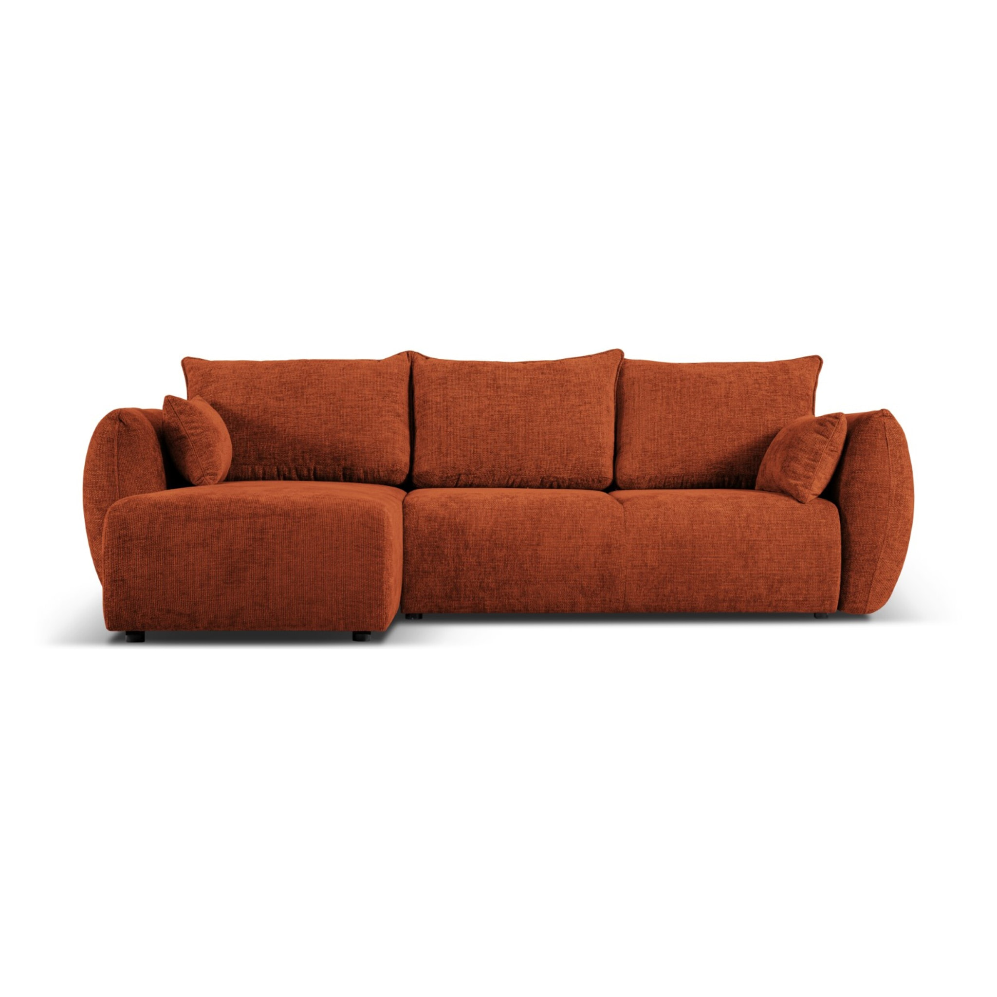 Canapé d'angle gauche convertible avec coffre de rangement "Matera" 4 places en chenille terracotta