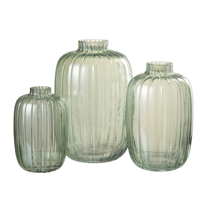 J-Line vase Stripes - verre - vert - large - 29.5 cm de hauteur