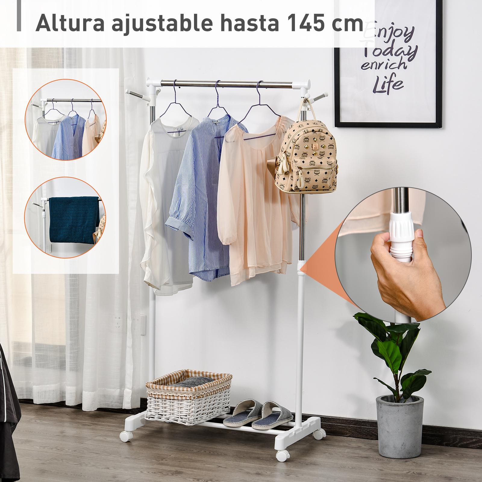 Perchero de Ropa de Barra Altura Ajustable 68,5x42x87-145cm