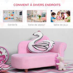 Méridienne canapé enfant design girly piètement bois revêtement grande douceur toucher velours rose