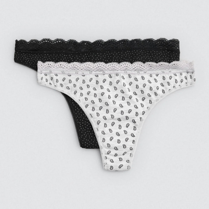 Confezione da 2 slip stampati con dettagli