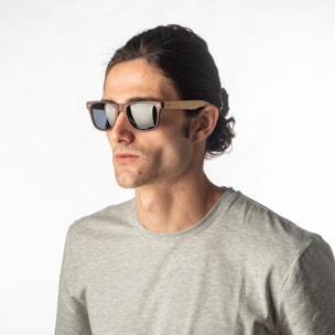 Gafas de sol OCEAN BEACH WOOD - Patillas en marrón oscuro mate y bambú y / Ahumada