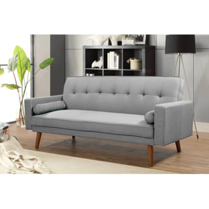 Canapé clic-clac ''Banny'' - 188 x 80 x 108 cm - 3 places - Gris clair