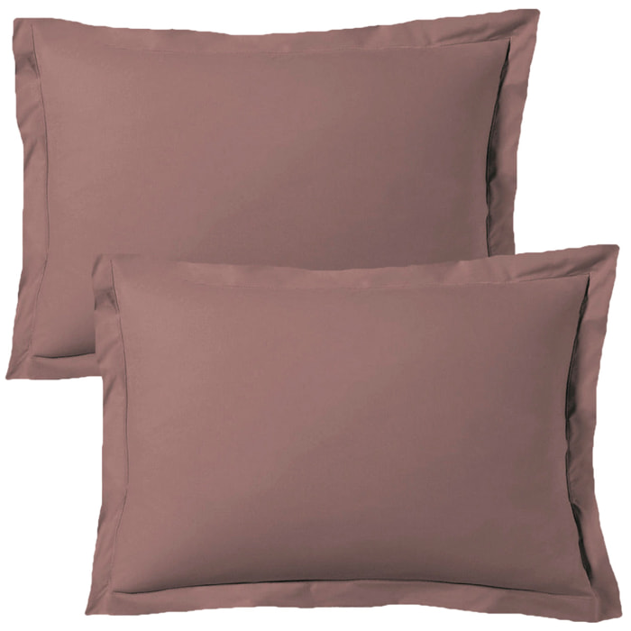 Lot de 2 taies d'oreiller satin de coton rose