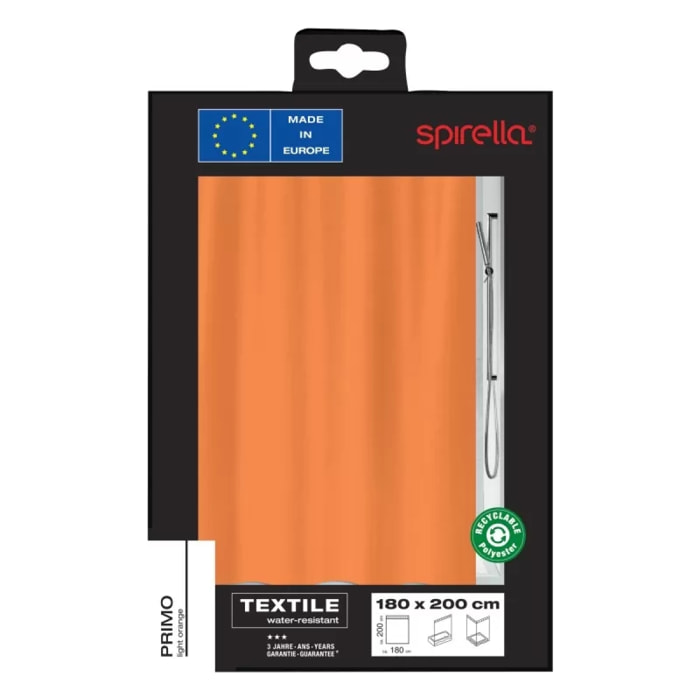 Rideau de douche Polyester PRIMO Orange Clair Spirella