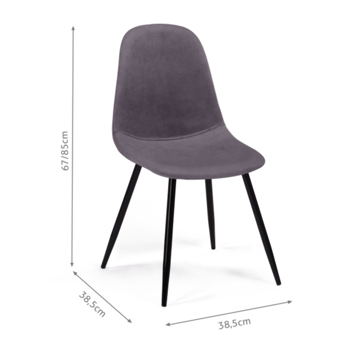 Chaises Sofia - Gris foncé - pied noir
