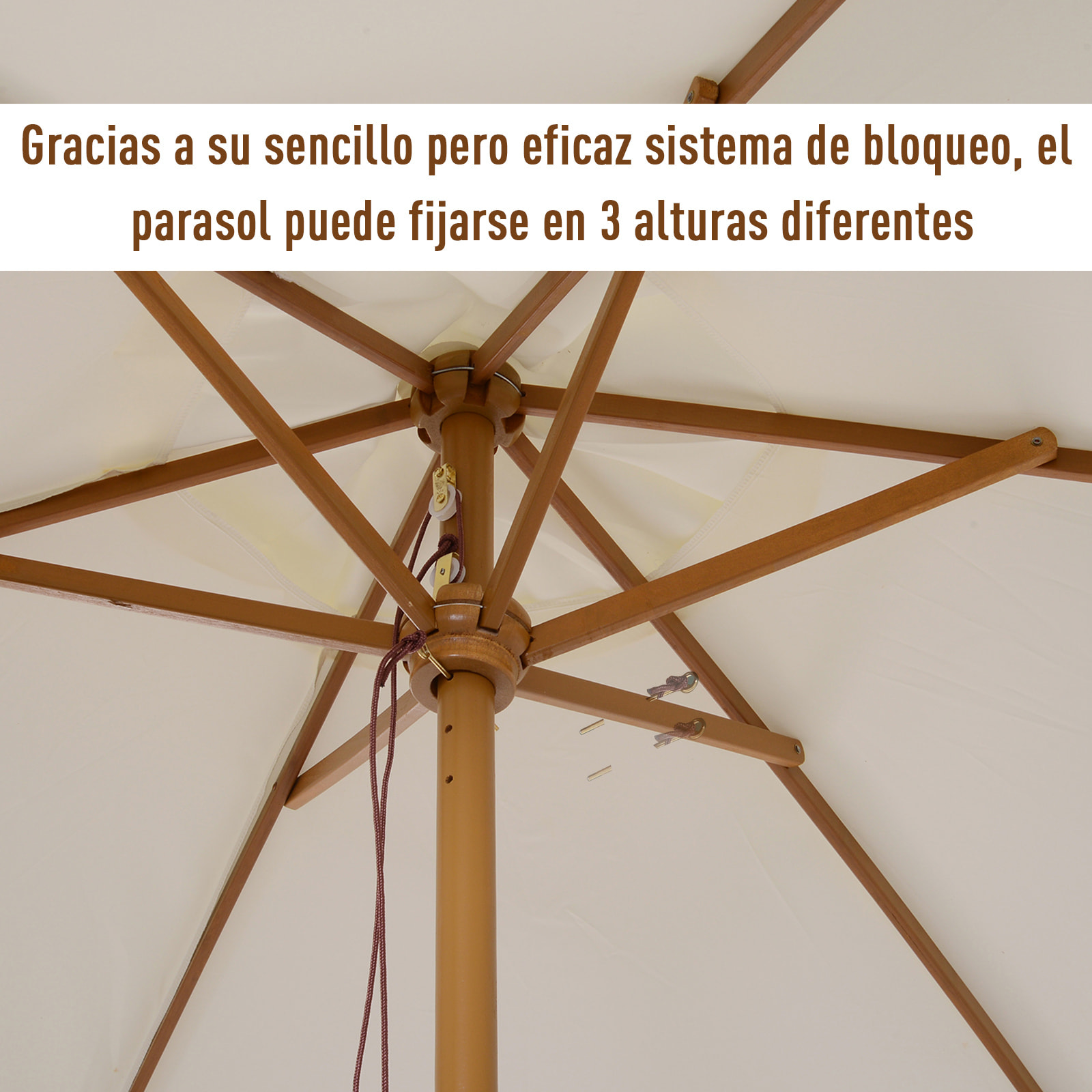 Sombrilla para Terraza de Poliéster Madera 2,5x2,25m Crema