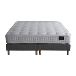 Ensemble Clarté - Matelas latex naturel - Sommier Gris éléphant