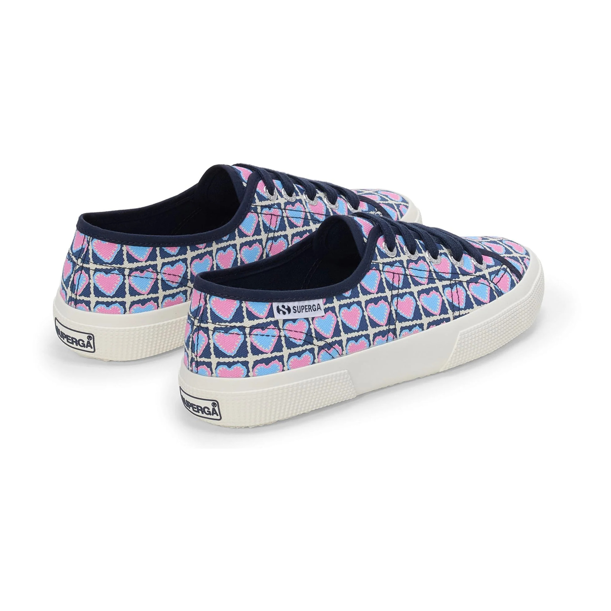 Superga - Donna Blu - 3750 Heart Crochet Print Leggera