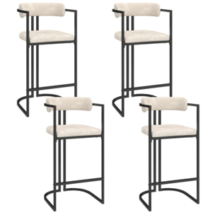 Tabourets de bar Rudy chenille écru pieds métal - lot de 4