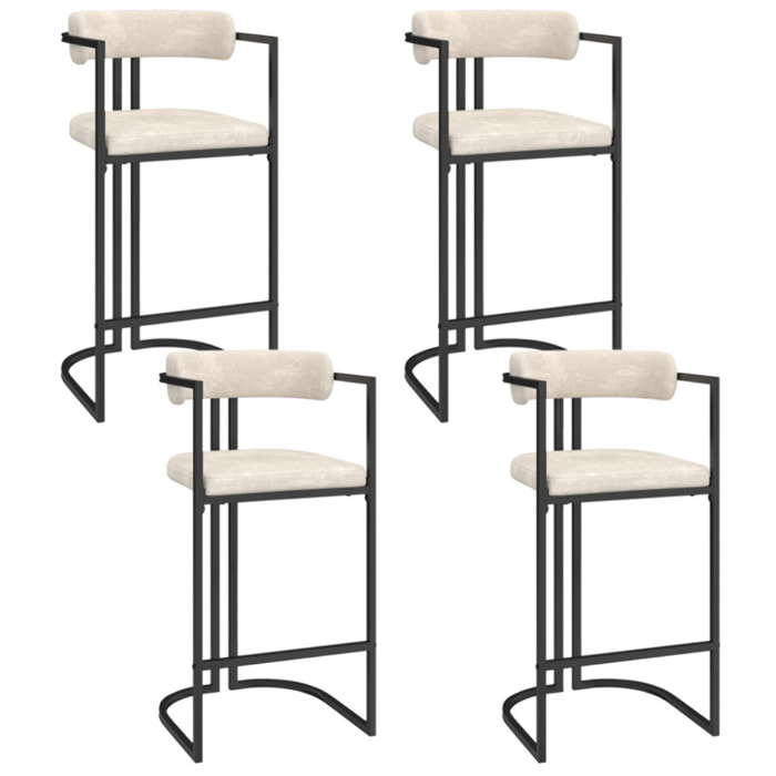 Tabourets de bar Rudy chenille écru pieds métal - lot de 4