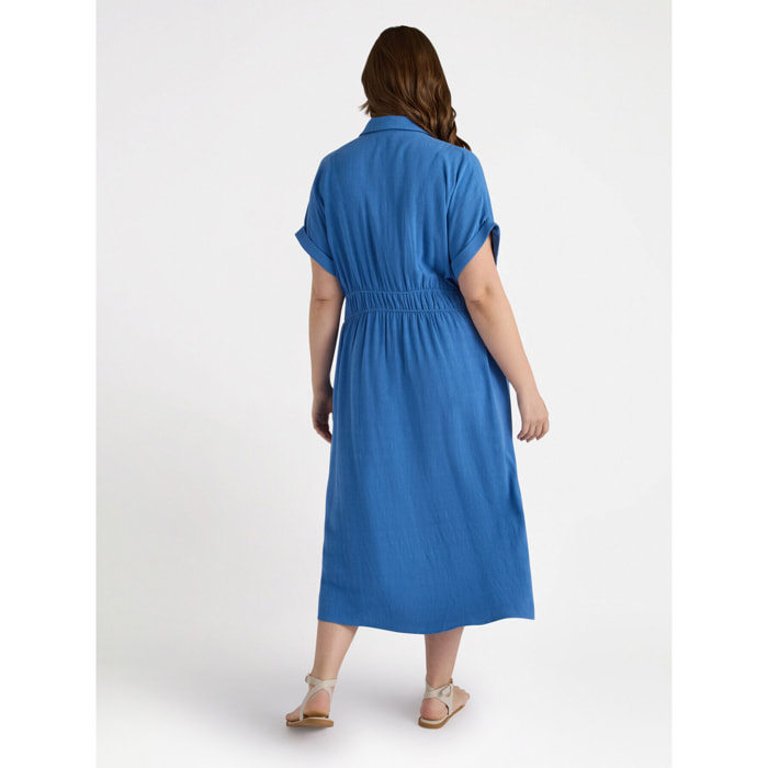 Fiorella Rubino - Vestido camisero con borde en la cintura - Azul