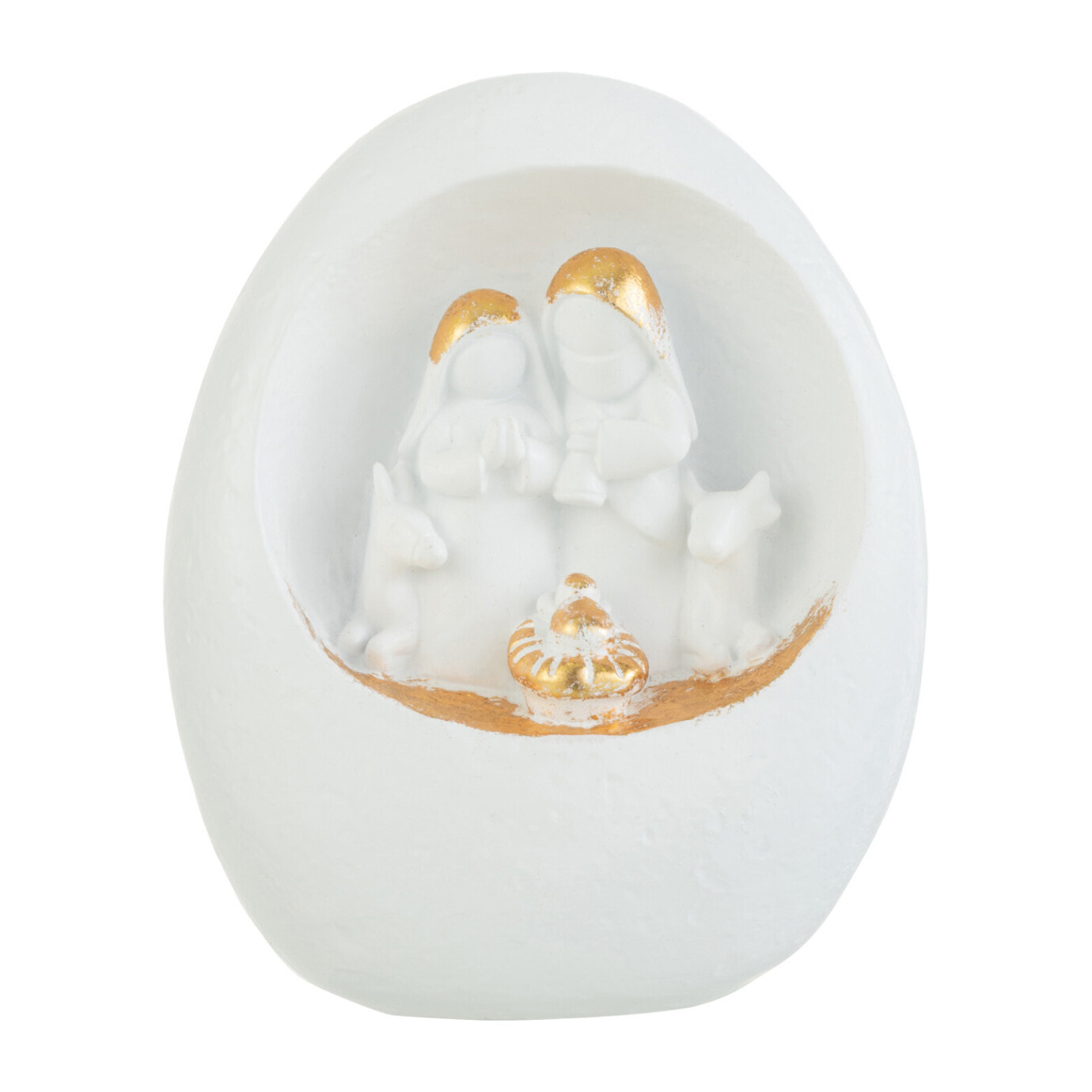 J-Line décoration Crèche En Pierre - polyrésine - blanc/or - large