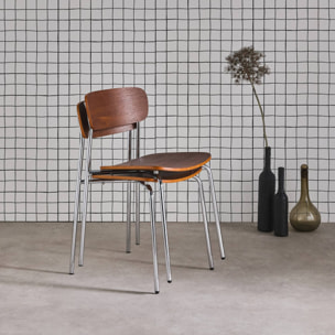 Chaise vintage métal et contreplaqué (lot de 2) TOBY