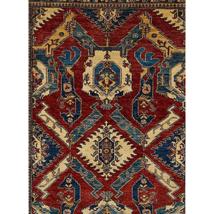 Authentique tapis d'Orient 180x270 fait main en laine bordeaux KAZAK 17