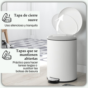 Cubo de Basura para Cocina 20L Papelera de Cocina con Pedal Tapa de Cierre Suave y Cubo Extraíble para Dormitorio Oficina Estudio Salón Crema