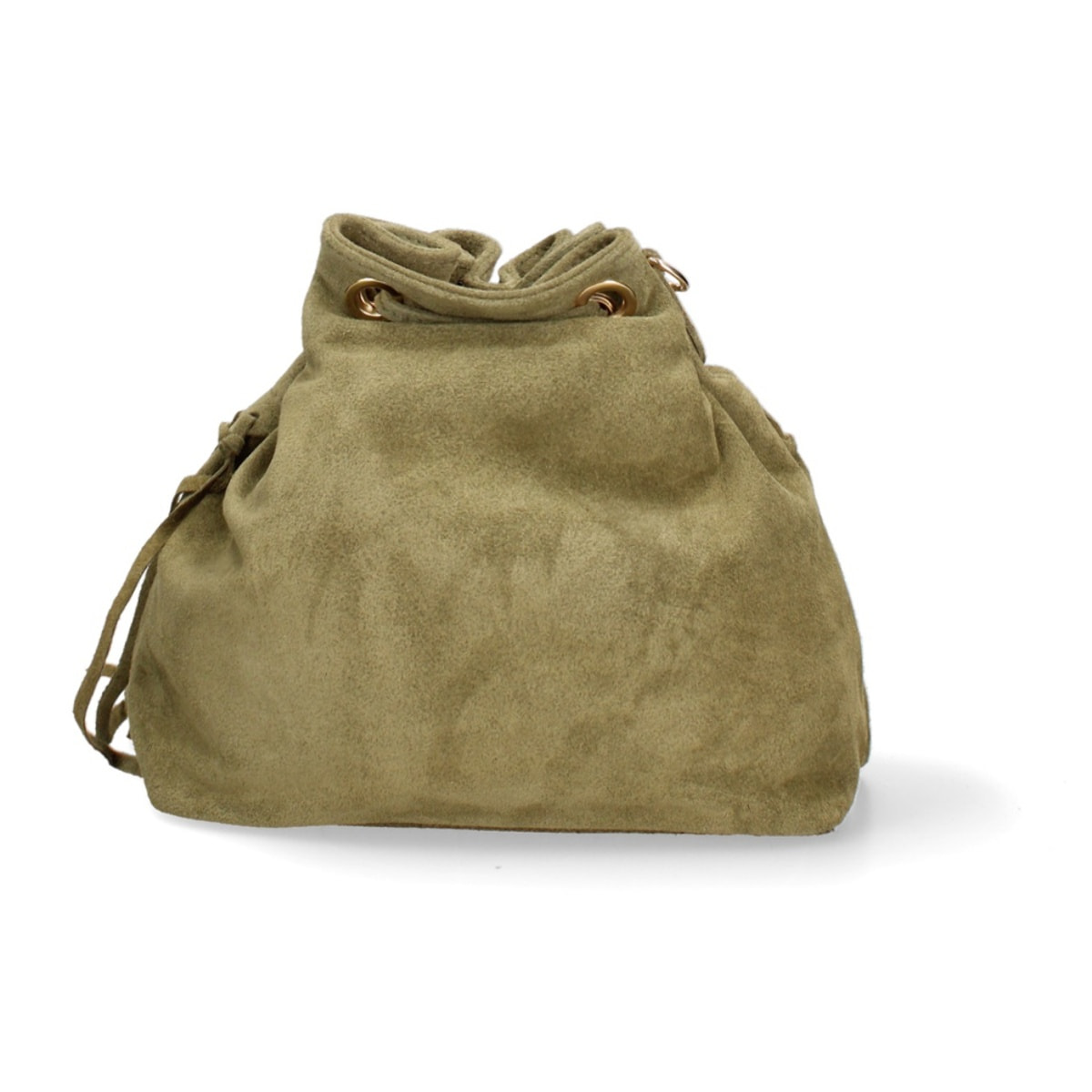 Borsa a secchiello da donna Made in Italy - Modello Umbria Plus - Pelle scamosciata - 25.0 x 22.0 x 13.0 cm