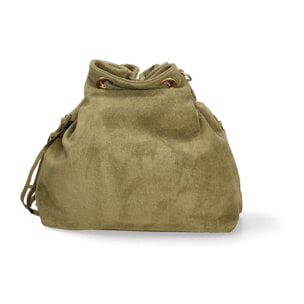 Borsa a secchiello da donna Made in Italy - Modello Umbria Plus - Pelle scamosciata - 25.0 x 22.0 x 13.0 cm