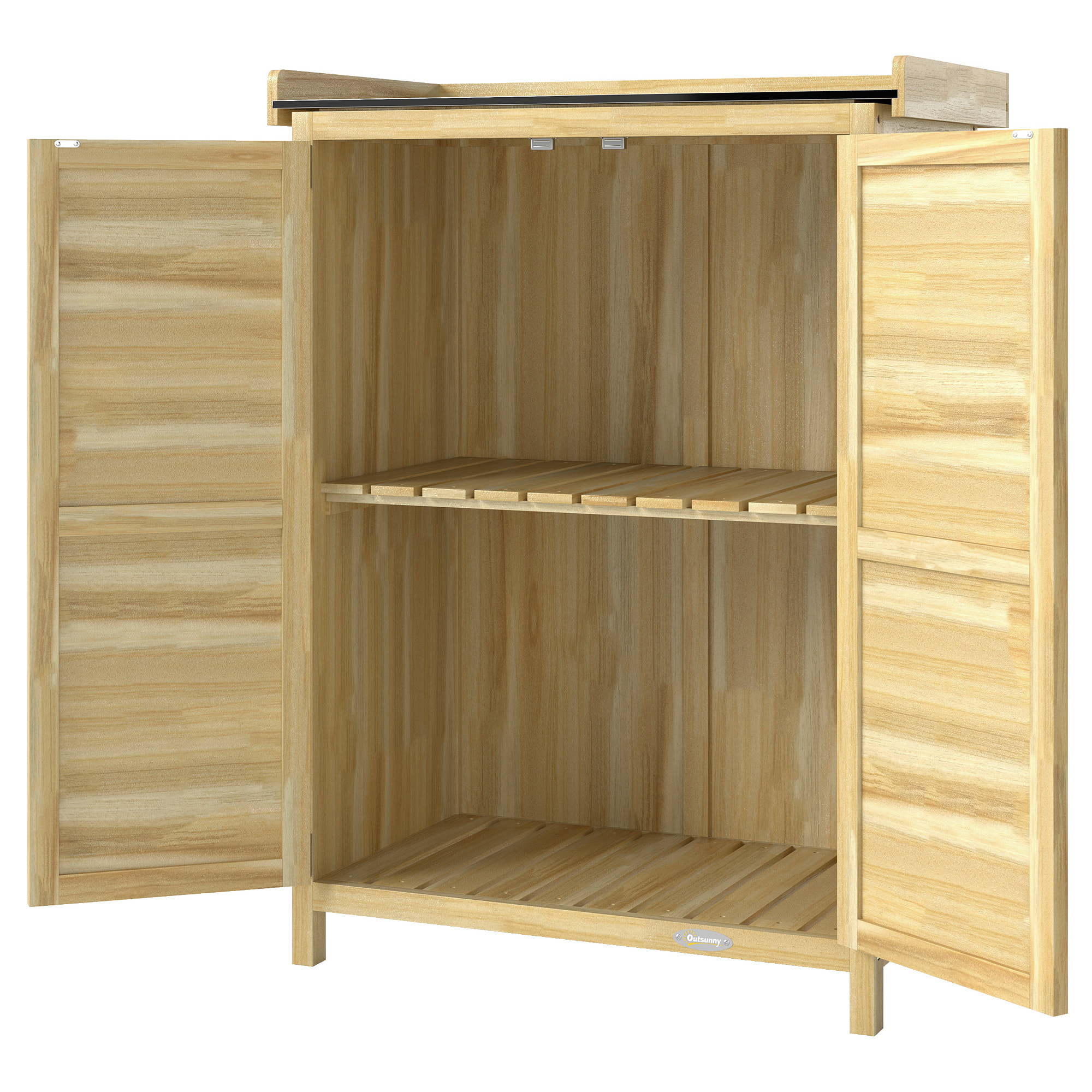 Armoire de jardin bois 2 portes étagère espace rempotage acier galvanisé