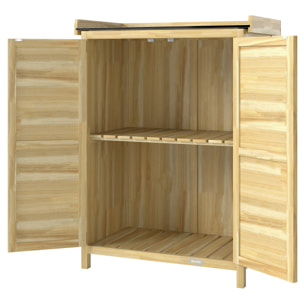 Armoire de jardin bois 2 portes étagère espace rempotage acier galvanisé