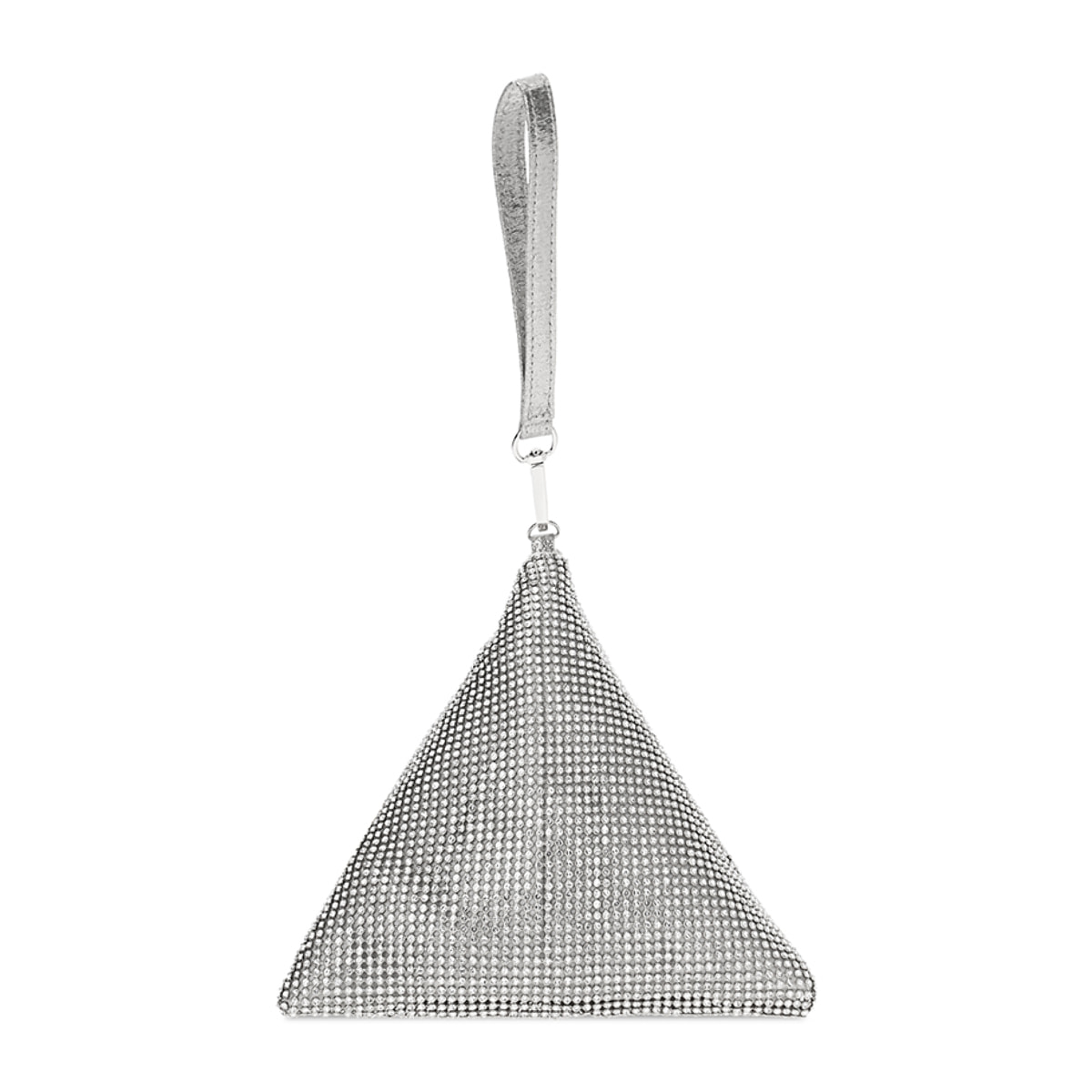 Mini bag donna argento in laminato con pietre
