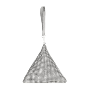 Mini bag donna argento in laminato con pietre