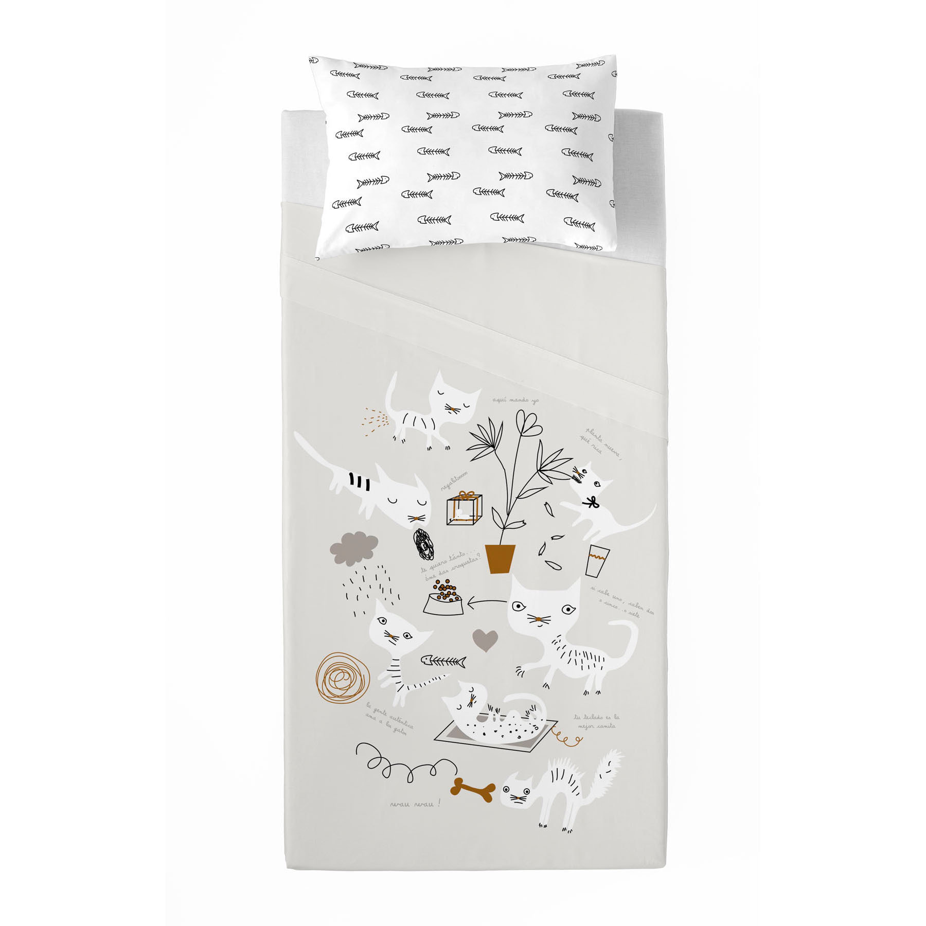 Panzup - Juego de Sábanas Estampadas - Incluye 1 o 2 Fundas de Almohada - 100% Algodón - Gatos 2