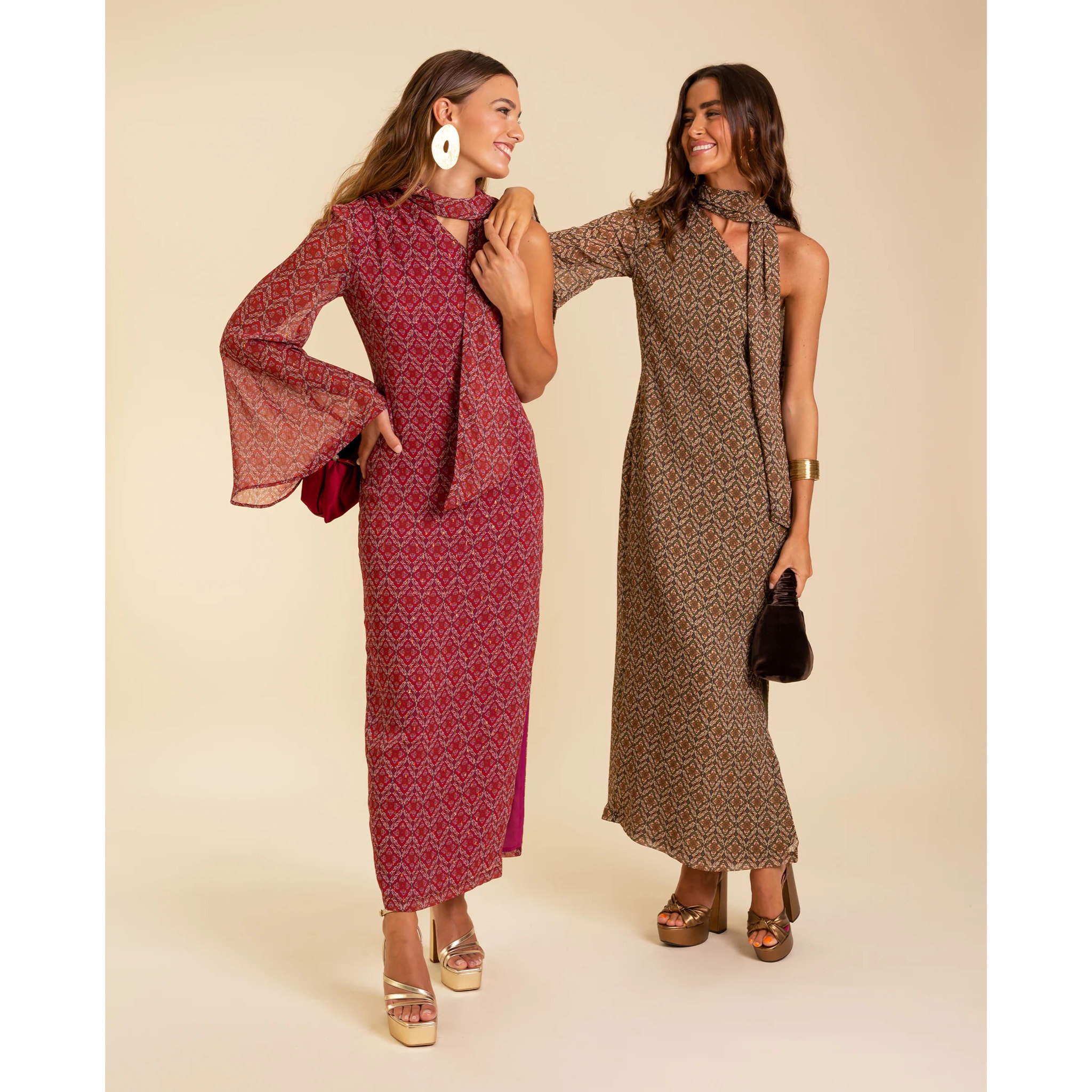 Vestido midi asimétrico con lazada