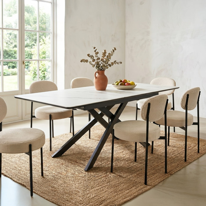 Table à manger extensible 6/8 couverts en céramique effet Marbre - SIVAS