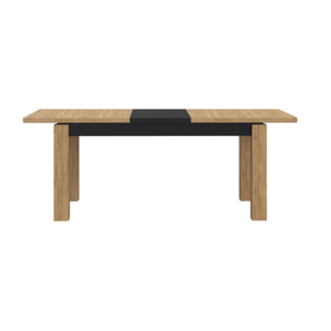 Table extensible 160/206cm en bois effet chêne & noir - FACTORY