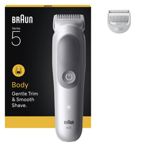 Braun Tondeuse Pour Le Corps Series 5, + 2 Outils De Rasage, Tondez Et Rasez Vos Poils, Étanche, BG5500, Gris