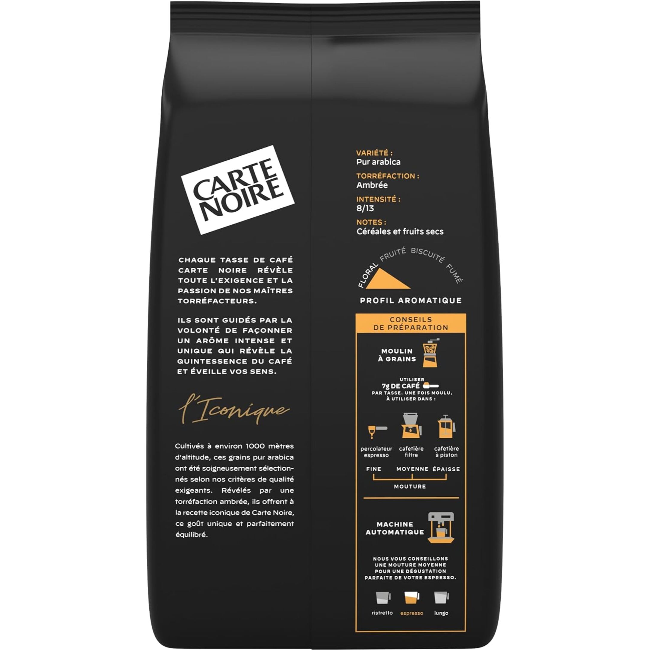 Café Grains Classique  - 100 % Arabica - Certifié Rainforest Alliance - 1 kg