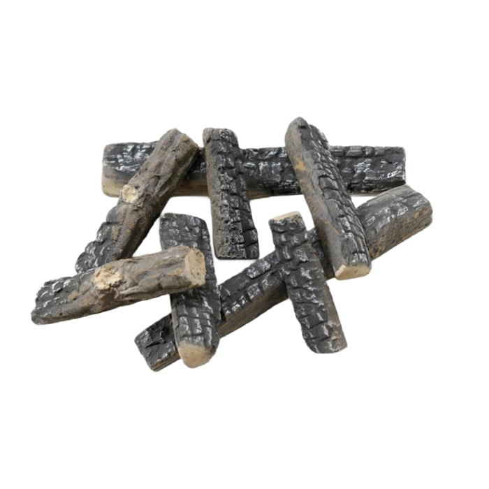 Bûches décoratives en fibre céramique pour cheminées à l'éthanol. 8 pièces