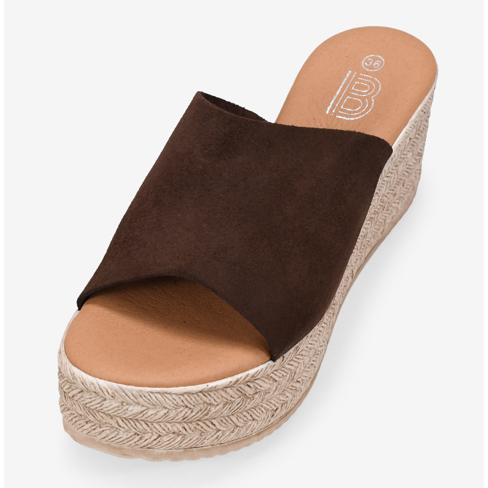 Sandalias de plataforma marrones en piel