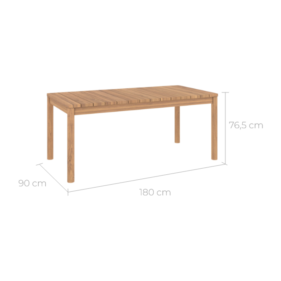 Table de jardin extensible 8-12 personnes en teck 180/245 cm - Kora