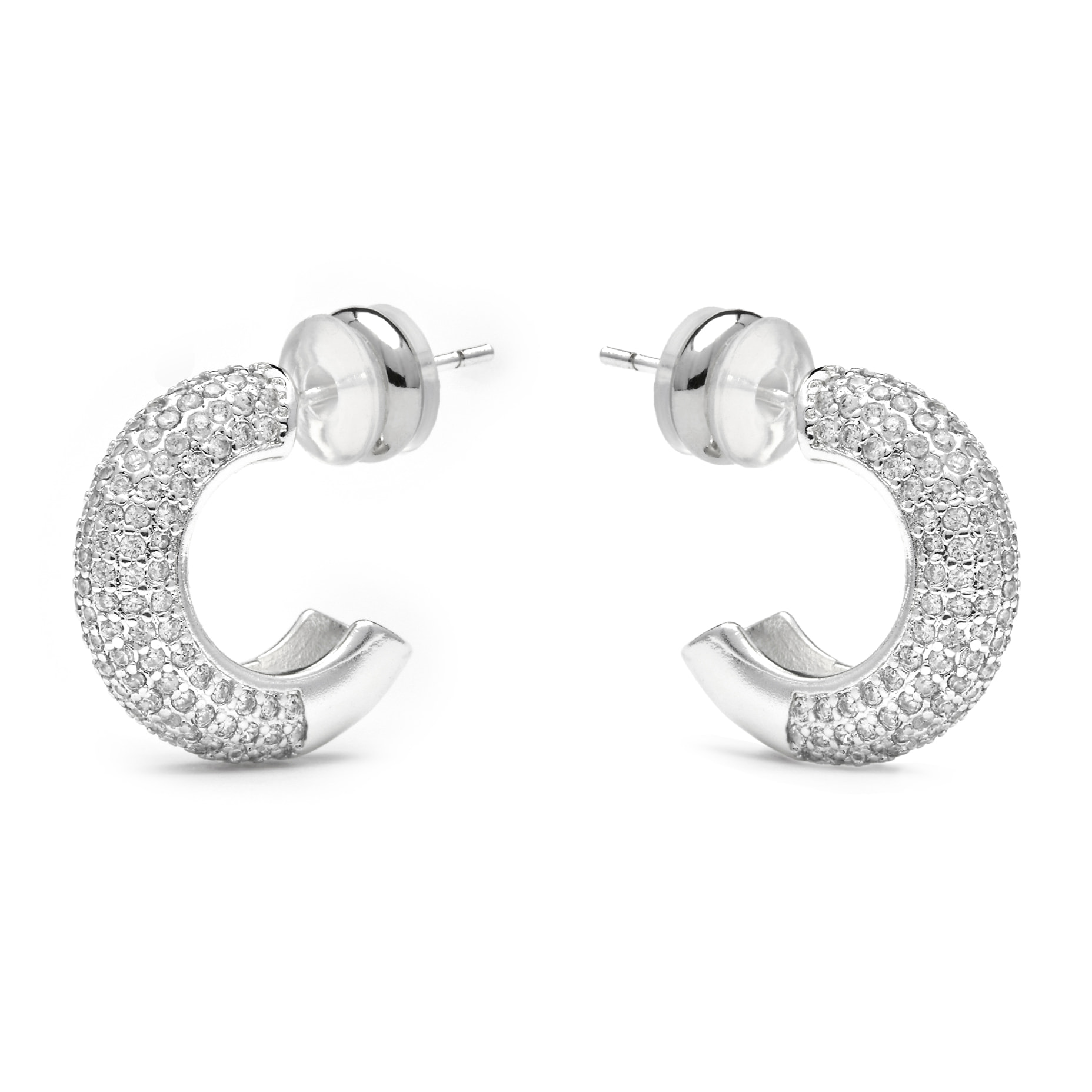 Pendientes de 17mm de diámetro acabado plata y Circonita Brillante
