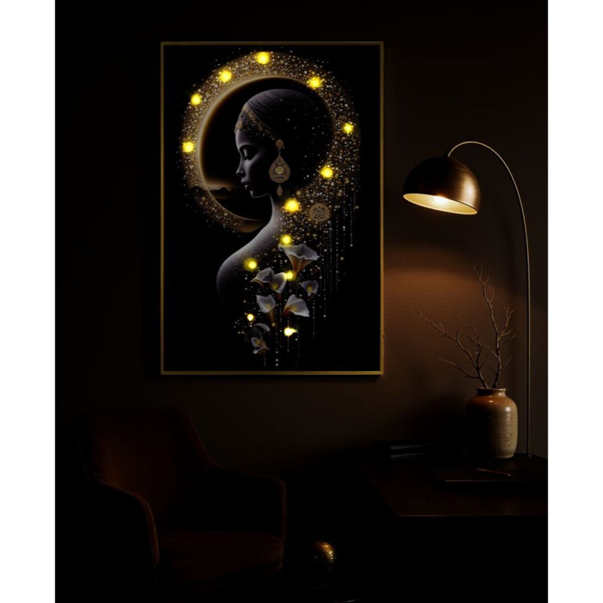 STAMPA C/LED SU TELA LACCATA C/CORNICE INDA CM 60X3,5
X90