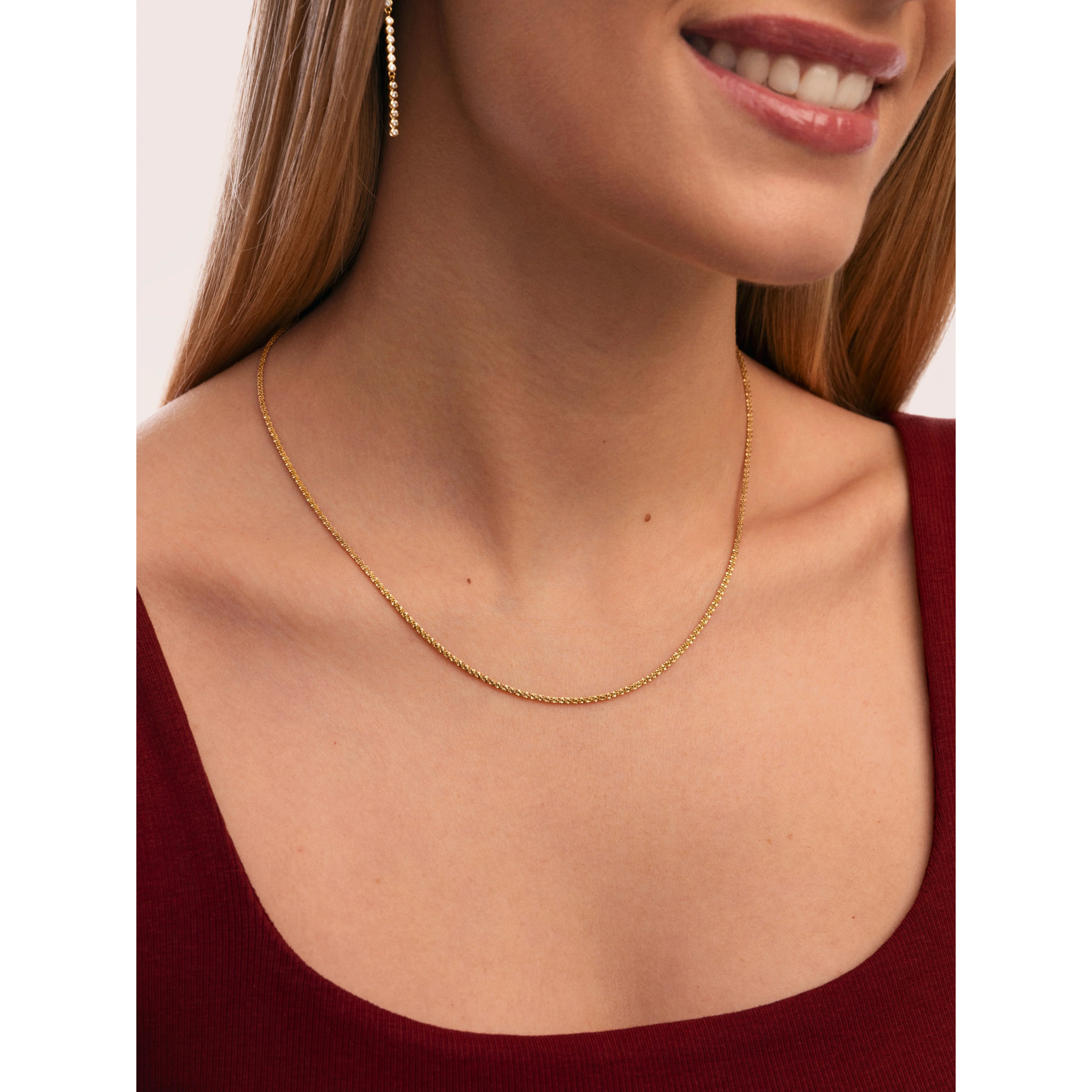 Collar Fine Tinsel Acero Baño Oro