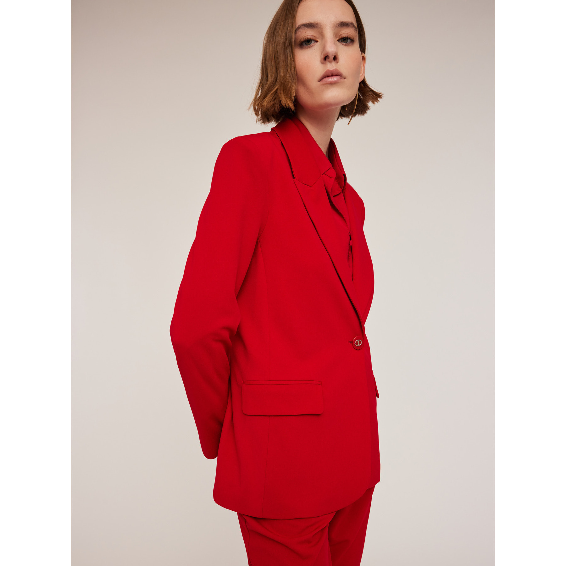 Motivi - Giacca monopetto in tessuto crêpe - Rosso