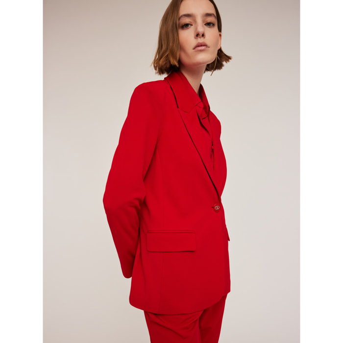 Motivi - Giacca monopetto in tessuto crêpe - Rosso