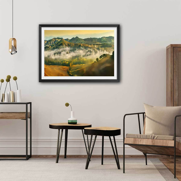 Affiche Paysage de Toscane Affiche sous cadre noir