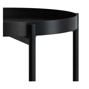 Table basse en cannage et bois de mindi noir D49 cm - Lukut